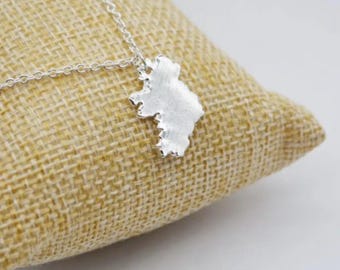 Irland Halskette Neusilber Irland Landkarte Umriss