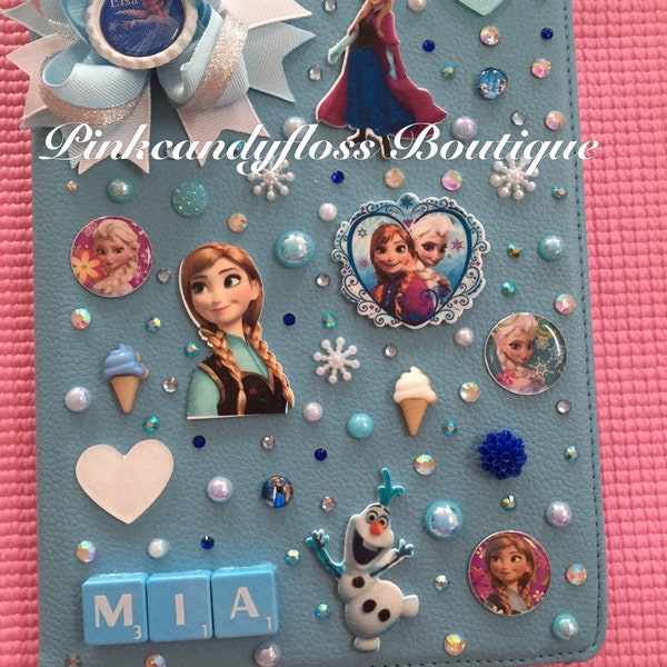 Frozen anna and elsa  blinged personalised ipad or tablet case