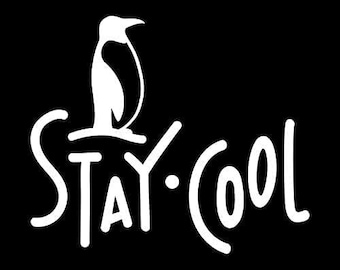 Stay Cool Penguin Decal - Funny Vinyl Sticker Set of 2, 5x5 inches