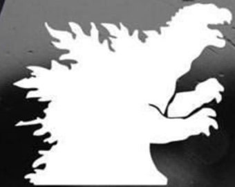 Godzilla Vinyl Decal Sticker (Set of 2) White 5.5" Vinyl Decal Sticker for Laptops, Car Bumper, Van, Window, Walls