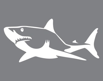 Great White Shark Decal, Vinyl Sticker (Set of 2) 8 inches