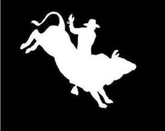 Bull Rider Vinyl Decal (Set of 2) - Rodeo Cowboy Car Decor
