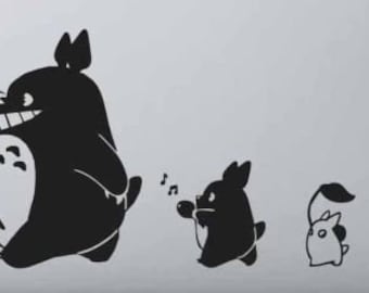 Totoro Marching Vinyl Decal Set: Laptop, School Bag, Helmet Stickers 6 inches Black