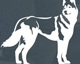 Cute Husky Dog  Vinyl Decal Sticker White 5.5" for Laptops, Car Bumpers, Van, Window, Wall