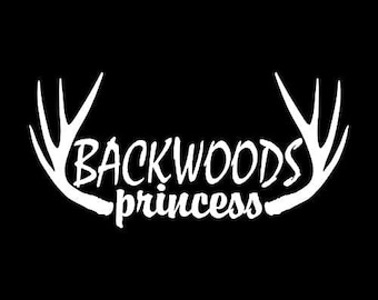 Backwoods Princess Decal: White Vinyl Sticker (4"x7") - Set of 2