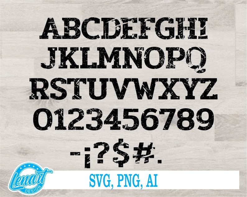 Download Distressed Font svg files Distressed font alphabet numbers ...