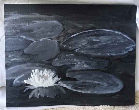 Lily Pads Original Acrylic Painting Black And White 11x14 Etsy Lily Pads Original Acrylic Painting Black And White 11x14 Etsy