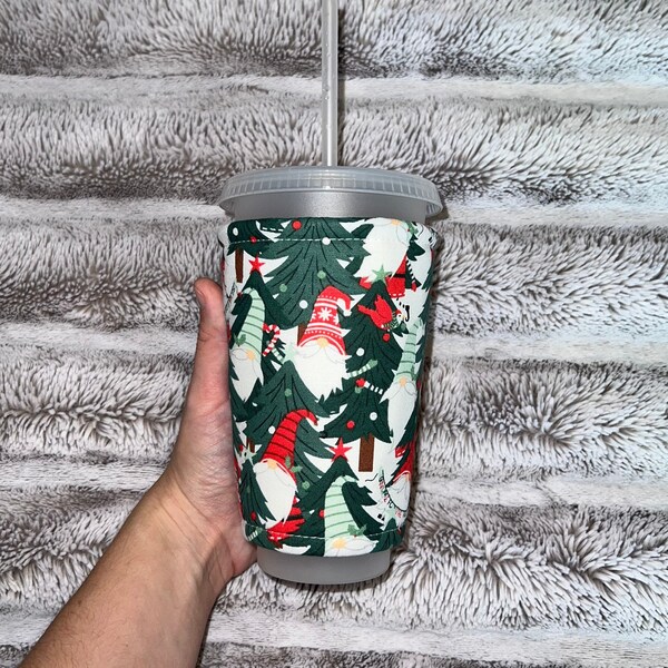 Gnomes in Trees Insulated Iced Coffee Cozy, Cup Sleeve