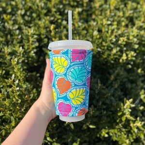 Bright Leaves Insulated Iced Coffee Cozy, Cup Sleeve
