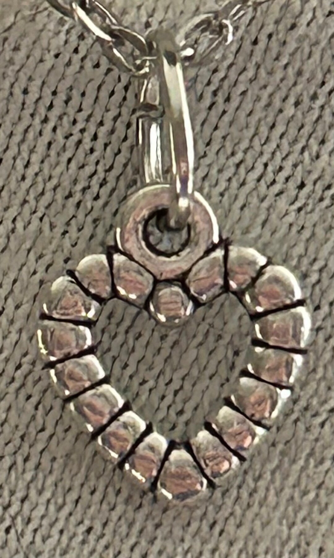 Vintage Heavy Silver Heart Charm Necklace