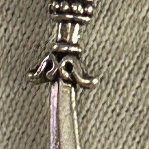 Sword Necklace Antique Silver Charm/Pendant Rhodium Plated Chain 18”