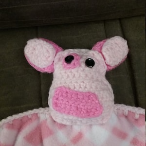 Crocheted Pink Dog Baby Lovey Toy