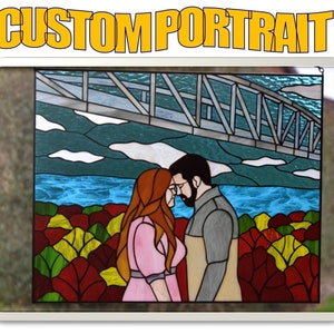 Personalized stained glass panel Custom stained glass portrait from your image Wall or window hanging Handcrafted gift Stain glass art