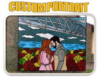 Personalized stained glass panel Custom stained glass portrait from your image Wall or window hanging Handcrafted gift Stain glass art
