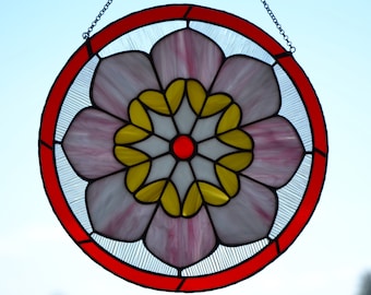 Stained glass Lotus mandala Stained glass window hanging Glass flower Christmas gift Window suncatcher Wall decor Living room decor