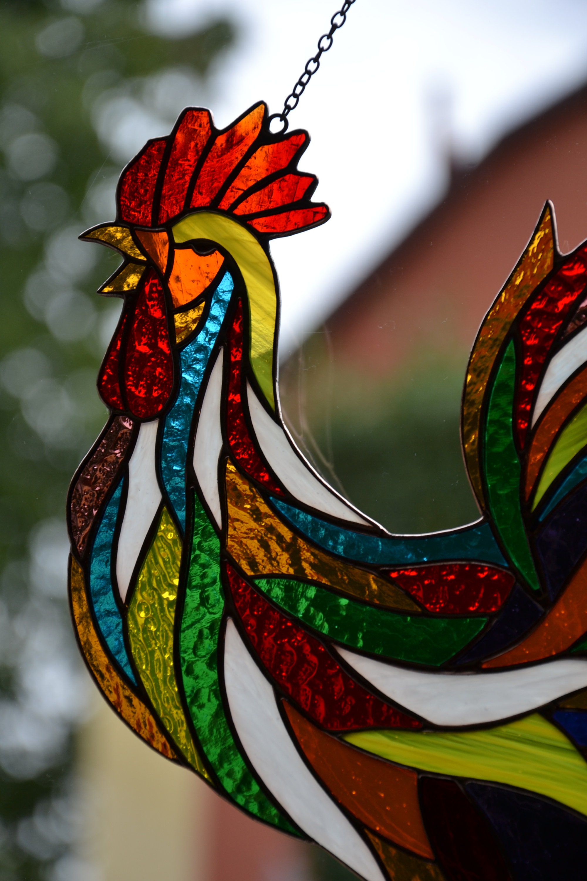 Stain Glass Suncatcher Rooster Window Hanging Stained Glass Etsy