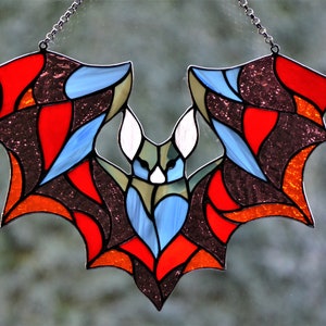 Stained glass suncatcher Bat window hanging stain glass Glass colorful bat  Christmas gift Wall decor Living room decor Stain glass panel