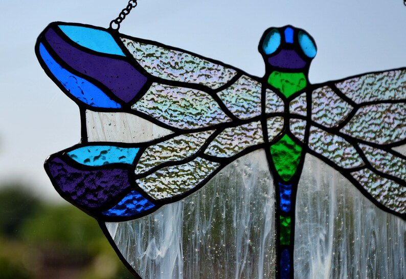 Stained Glass Suncatcher Dragonfly Window Hanging Etsy
