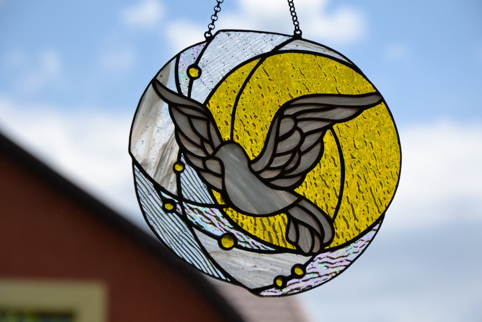 Flying Dove Suncatcher Stained Glass Window Hanging Etsy