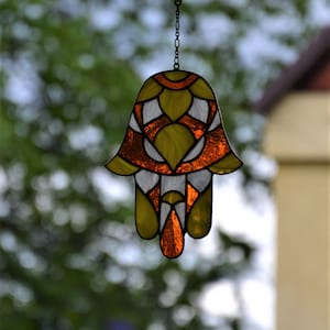 Stained glass Hamsa suncatcher Miriam's hand Stain glass hanging Protectiv amulet Fatima's hand Mother's day gift Wall decor Handmade gift