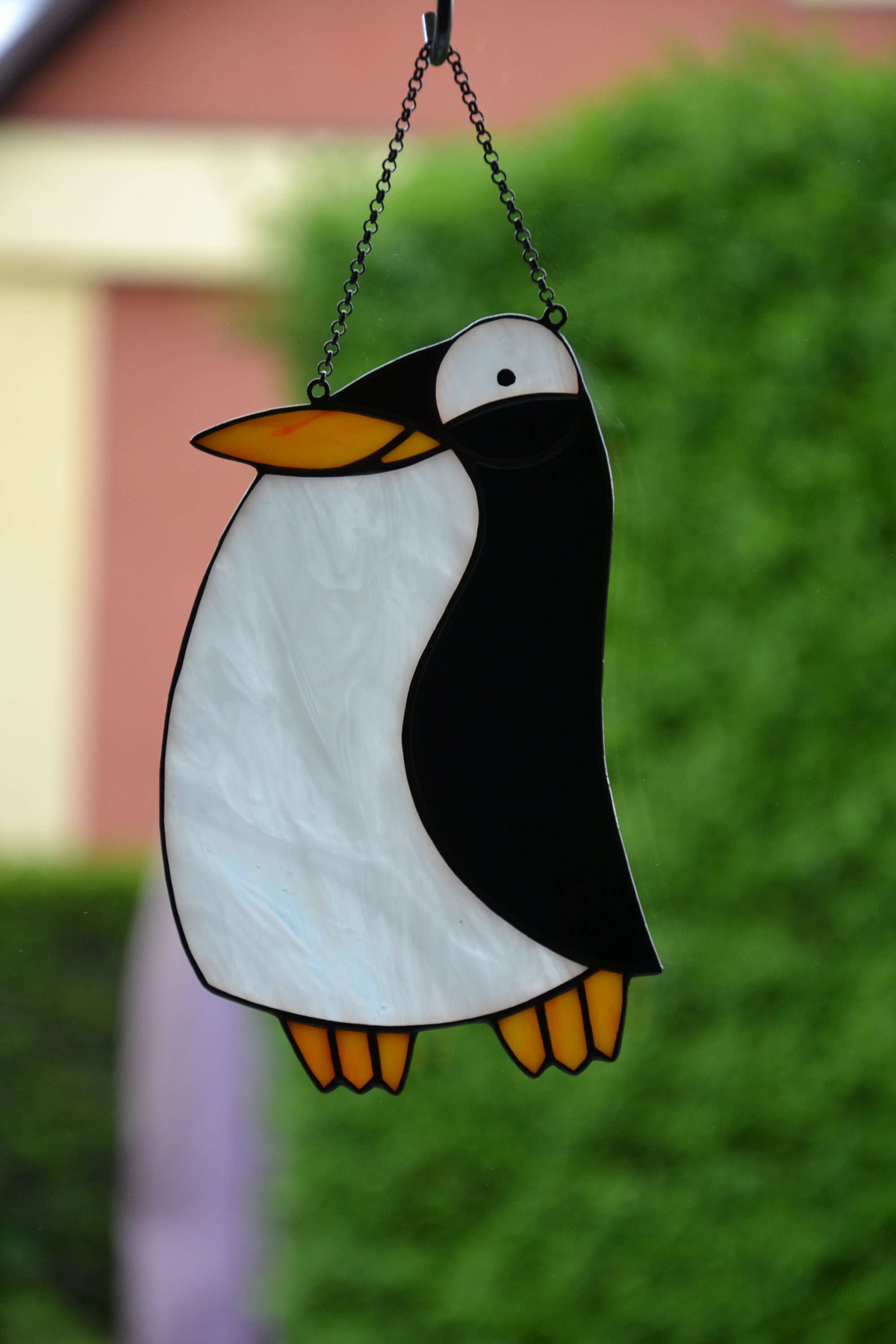 Penguin Stained Glass Suncatcher Window Hanging Glass Bird - Etsy