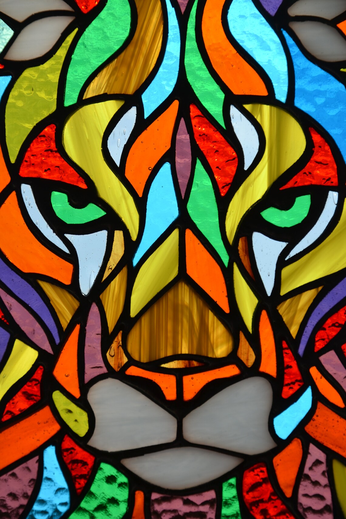 Stained Glass Hanging Mountain Lion Glass Suncatcher Puma Etsy