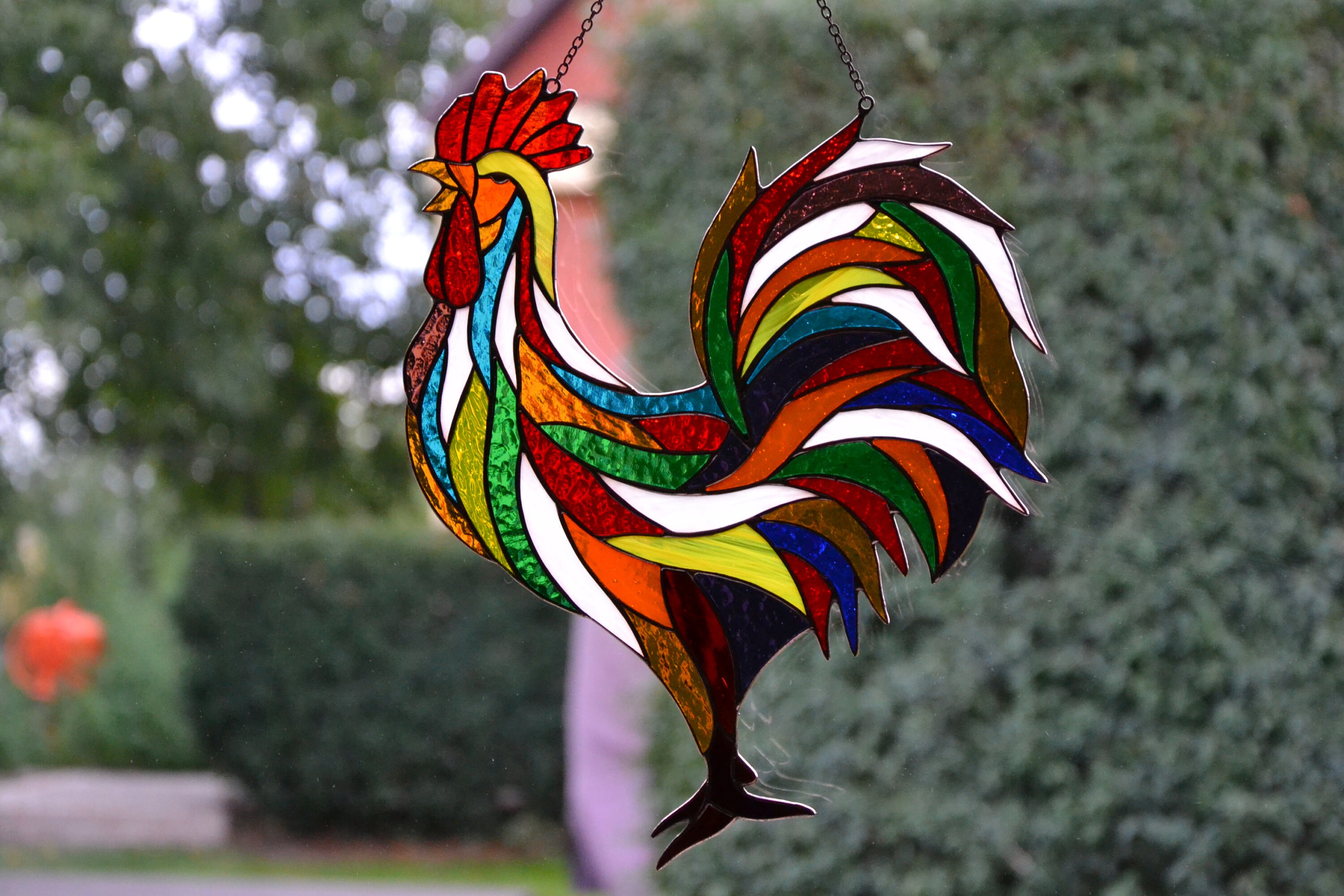 Stain Glass Suncatcher Rooster Window Hanging Stained Glass Etsy