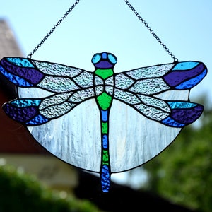 Stained glass suncatcher Dragonfly window hanging Christmas gift Stained glass home decor Glass window pendant Unique handmade gift