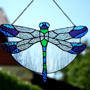 Stained glass suncatcher Dragonfly window hanging Mother's day gift Stained glass home decor Glass window pendant Unique handmade gift