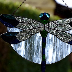 Stained glass suncatcher Dragonfly window hanging Mother's day gift Stained glass home decor Glass window pendant Unique handmade gift image 4