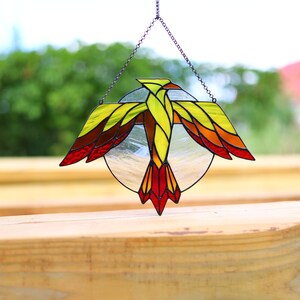 Thunderbird Stained glass suncatcher Gift for him Window hanging Bird suncatcher Mythical bird Stain glass decor Leaded lights Outdoor decor image 6