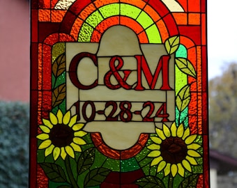 Custom Stained Glass Wedding Welcome Sign Panel, Personalized Wedding Signage, Luxury Wedding Decor, Unique Welcome Board