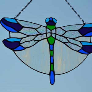 Stained glass suncatcher Dragonfly window hanging Mother's day gift Stained glass home decor Glass window pendant Unique handmade gift image 5