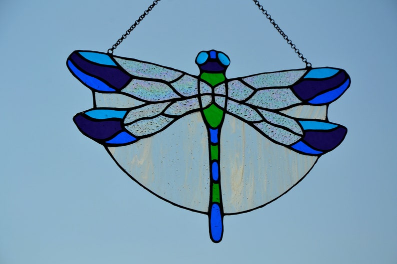 Stained Glass Suncatcher Dragonfly Window Hanging Etsy