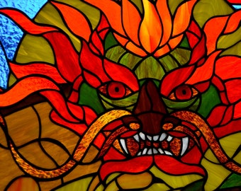 Chinese dragon Stained glass panel Tiffany method Stained-glass decor Glass art Custom stained glass Mother's day gift