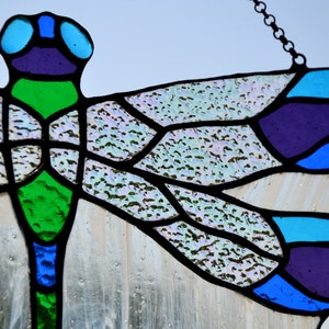 Stained glass suncatcher Dragonfly window hanging Mother's day gift Stained glass home decor Glass window pendant Unique handmade gift image 6