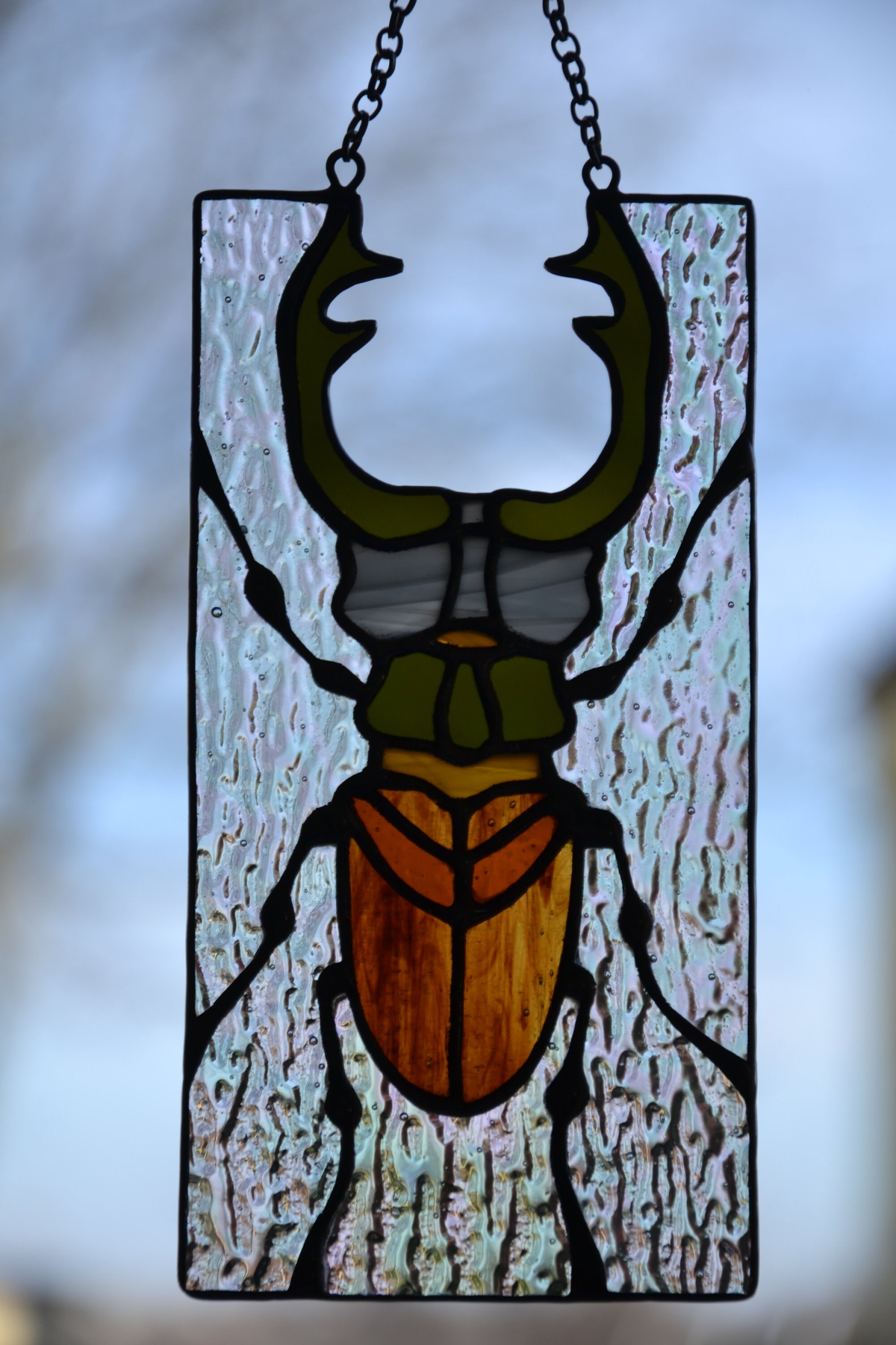Stag Beetle Suncather Stained Glass Window Hanging Glass Bug | Etsy