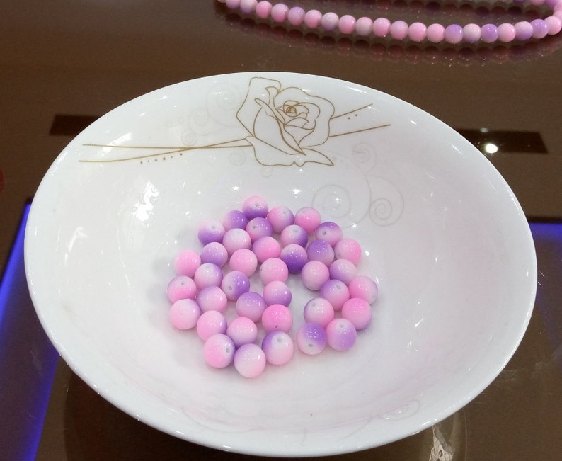 Mixed Colour Round Glass Pearl Loose Beads 10mm Spacer Fit Jewelry Gemstone purple pink and white