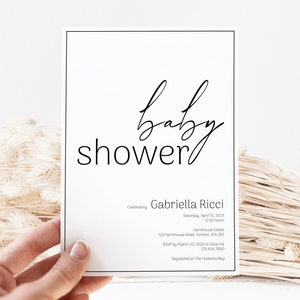 Babyshower Uitnodiging Sjabloon Minimalistische Babyshower Uitnodiging Afdrukbare Babyshower Eenvoudige Babyshower Sjabloon Moderne Babyshower Afdrukbaar