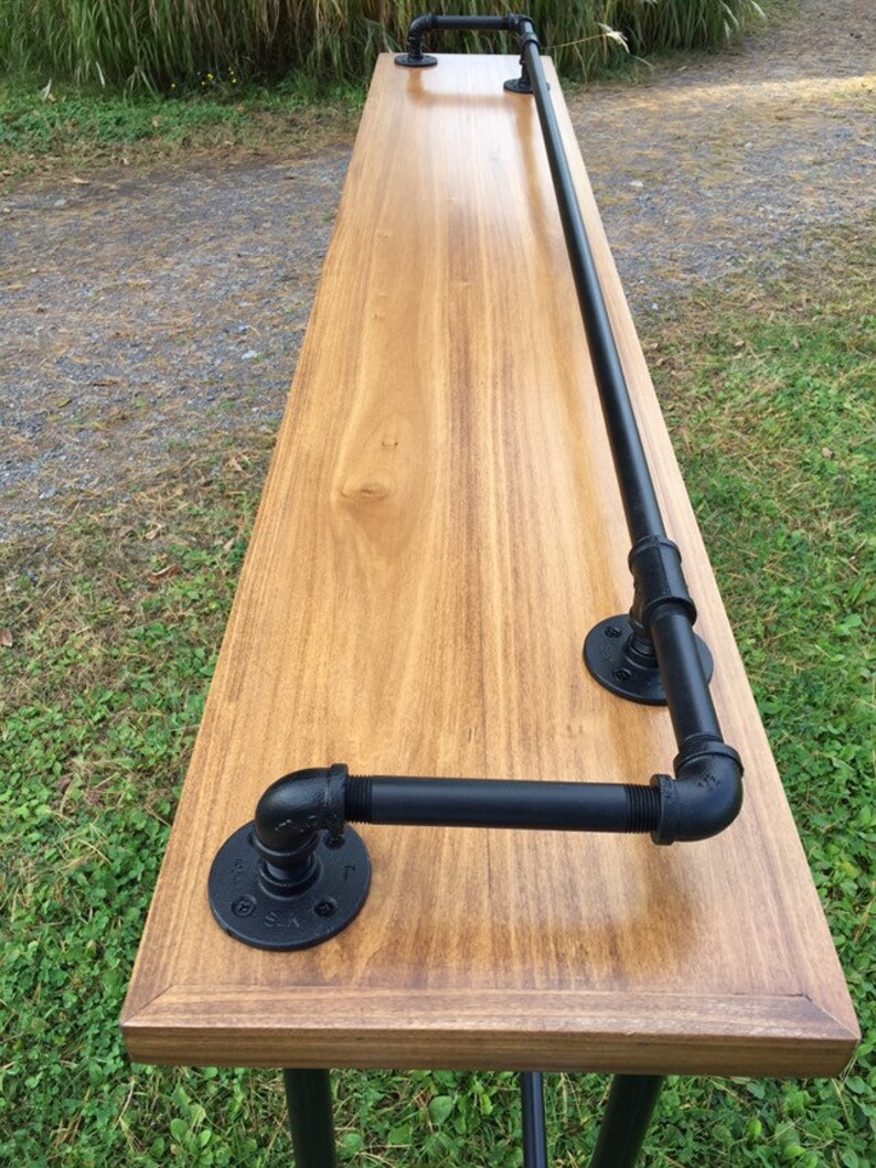 6' Industrial Pipe and Wood Bar Height Breakfast Bar Etsy