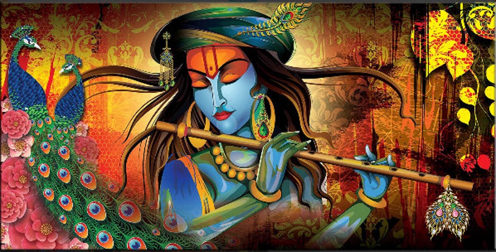 Sri Krishna Big Wall Painting Radha Krishna Canvas Fabric Etsy Canada