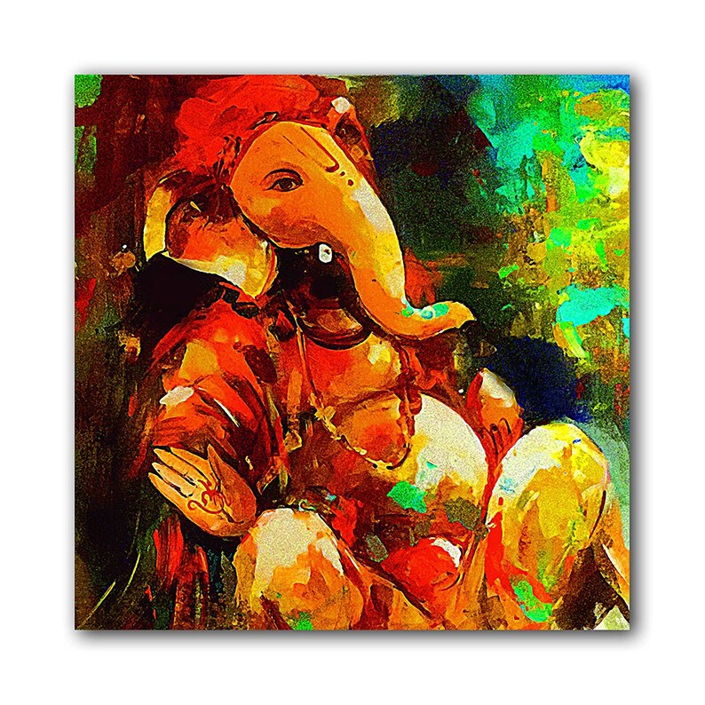 Lord Ganesha Canvas Painting Unframed Canvas Roll Etsy