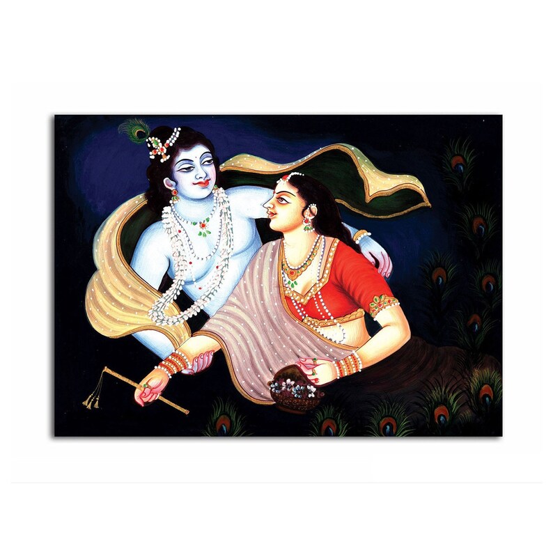 Radha Krishna painting Radha Krishna Wall Art Krishna Radha Etsy