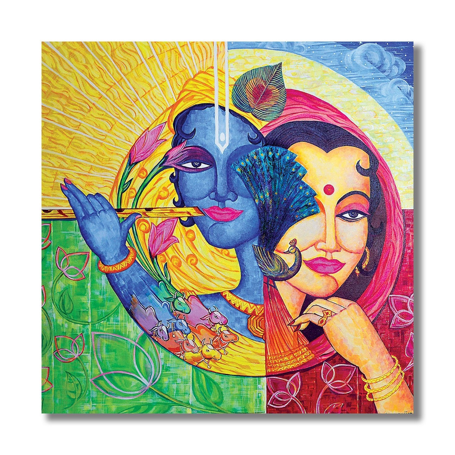 Shri Krishna painting Radha Krishna Wall Art Radha Krishna Etsy