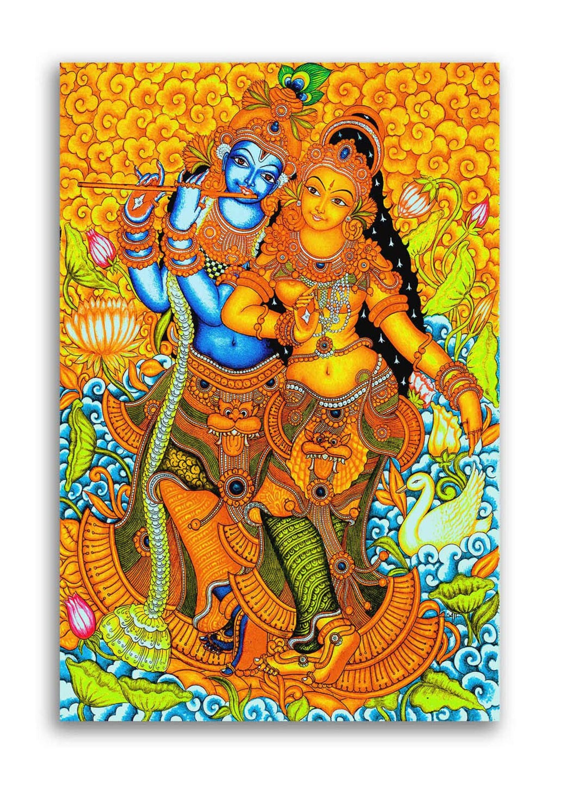 Krishna With Radha Indian Art Radha Krishna Rajasthani Etsy