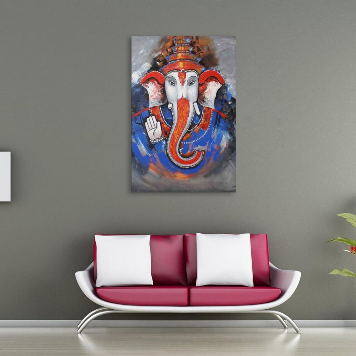 Ganesha Canvas Painting Ganesh Wall Art Decor Statue Idol Etsy