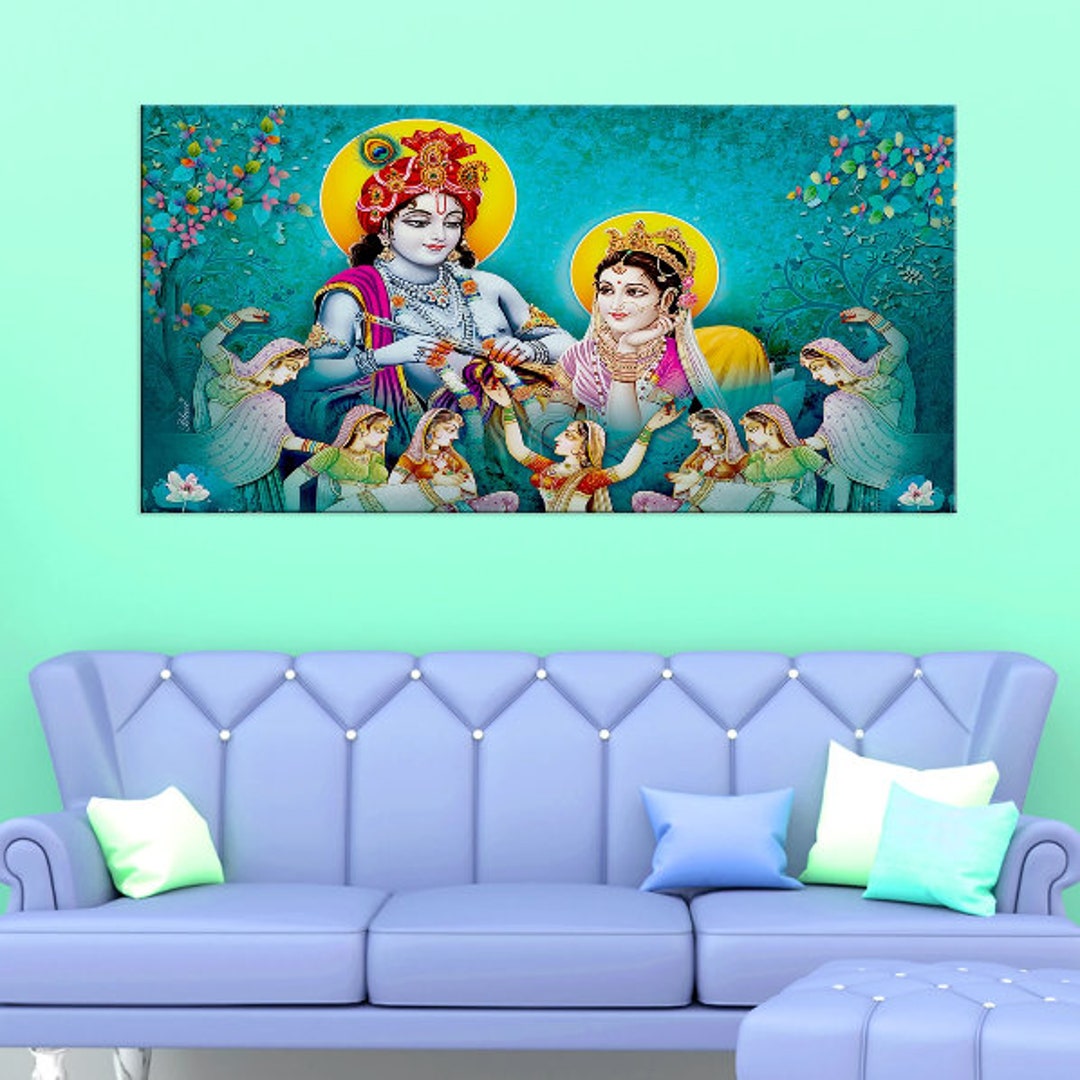 Radha Krishna Painting Radha Krishna Wall Art Krishna Radha Etsy