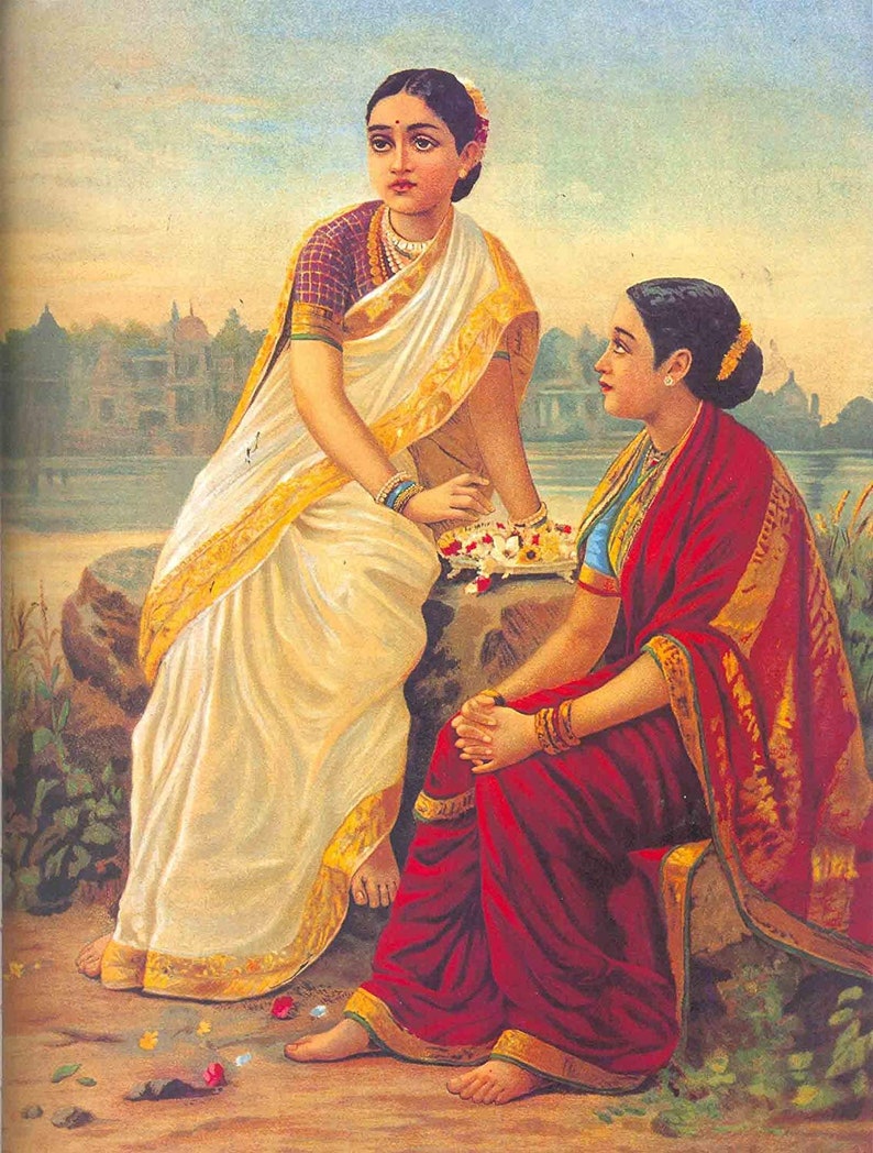 Raja Ravi Varma Paintings Radha Unframed Canvas Roll Etsy