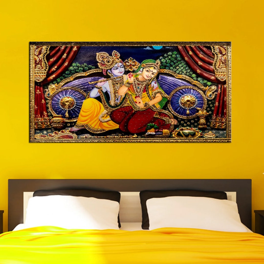 Radha Krishna Painting Radha Krishna Wall Art Krishna Radha Etsy