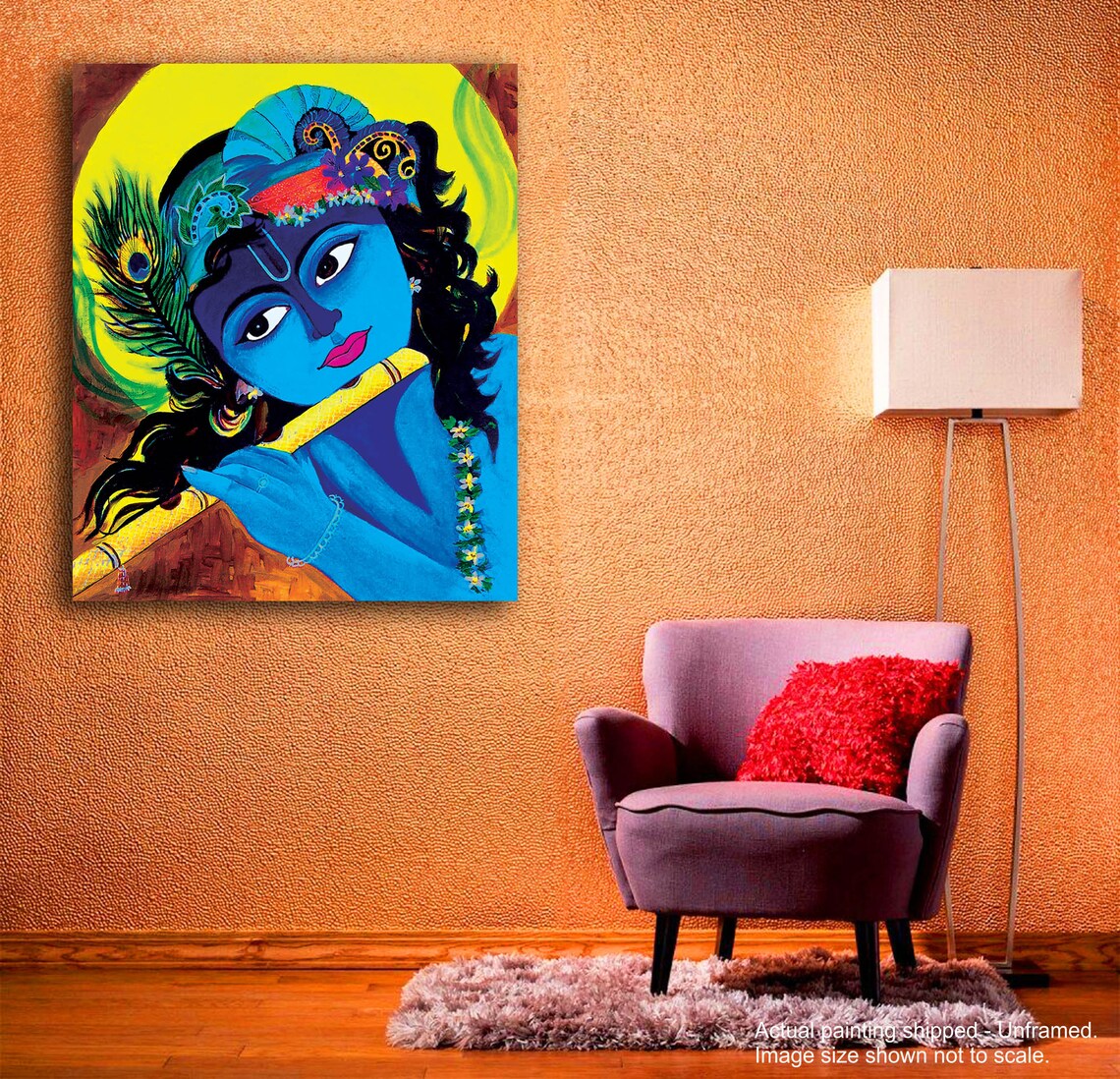 Shri Krishna Painting Radha Krishna Wall Art Radha Krishna Etsy